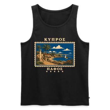Zypern Paphos Vintage Reisemarke - Männer Premium Bio Tank Top - Schwarz - Vorne - Michal (187cm)