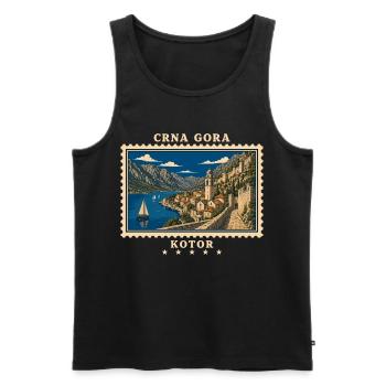 Montenegro Kotor Vintage Reisemarke - Männer Premium Bio Tank Top - Schwarz - Vorne - Michal (187cm)