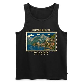 Österreich Hallstatt Vintage Reisemarke - Männer Premium Bio Tank Top - Schwarz - Vorne - Michal (187cm)