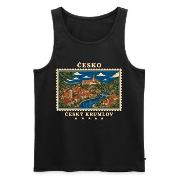 Tschechien Český Krumlov Vintage Reisemarke - Männer Premium Bio Tank Top - Schwarz - Vorne - Michal (187cm)