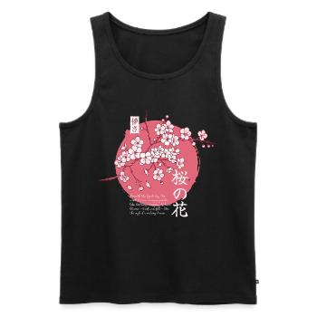 Ephemeral Blossom: Japanese Sakura - Männer Premium Bio Tank Top - Schwarz - Vorne - Michal (187cm)