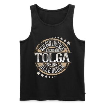 Tolga - Männer Premium Bio Tank Top - Schwarz - Vorne - Michal (187cm)