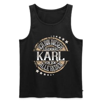 Karl - Männer Premium Bio Tank Top - Schwarz - Vorne - Michal (187cm)