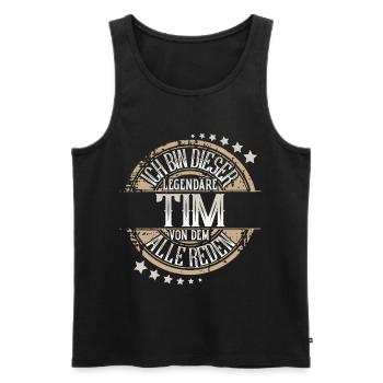 Tim - Männer Premium Bio Tank Top - Schwarz - Vorne - Michal (187cm)