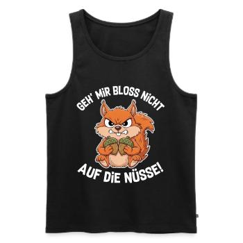 Eichhörnchen | Geh mir bloss nicht auf die Nüsse - Männer Premium Bio Tank Top - Schwarz - Vorne - Michal (187cm)