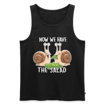 Maintenant, nous avons la salade – Des escargots drôles - Débardeur bio Premium Homme - noir - Devant - Michal (187cm)