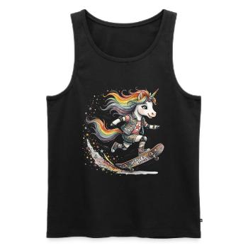 Skateur Licorne Skate & Shine - Débardeur bio Premium Homme - noir - Devant - Michal (187cm)