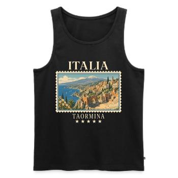 Italien Taormina Vintage Reisemarke - Männer Premium Bio Tank Top - Schwarz - Vorne - Michal (187cm)