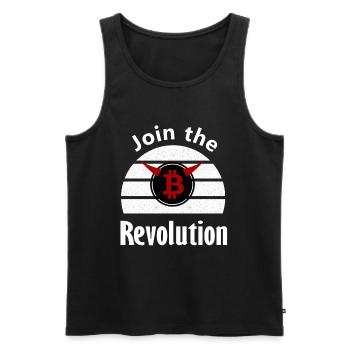 Bitcoin Revolution: Join the Movement - Männer Premium Bio Tank Top - Schwarz - Vorne - Michal (187cm)