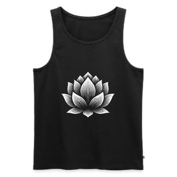 Imprimé Silhouette Lotus - Débardeur bio Premium Homme - noir - Devant - Michal (187cm)