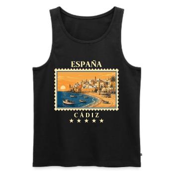 Spanien Cádiz Vintage Reisemarke - Männer Premium Bio Tank Top - Schwarz - Vorne - Michal (187cm)
