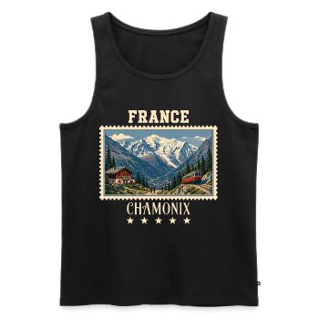 Frankreich Chamonix Vintage Reisemarke - Männer Premium Bio Tank Top - Schwarz - Vorne - Michal (187cm)