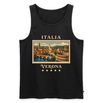 Italien Verona Vintage Reisemarke - Männer Premium Bio Tank Top - Schwarz - Vorne - Michal (187cm)