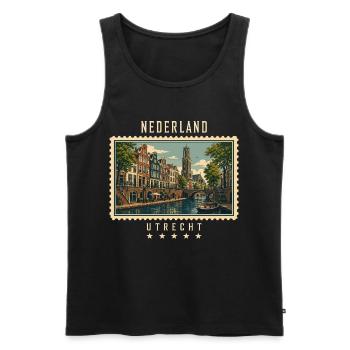 Niederlande Utrecht Vintage Reisemarke - Männer Premium Bio Tank Top - Schwarz - Vorne - Michal (187cm)