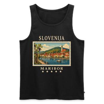 Slovenia Maribor Vintage Travel Brand - Men's Premium Organic Tank Top - black - Front - Michal (187cm)