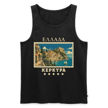Griechenland Korfu Vintage Reisemarke - Männer Premium Bio Tank Top - Schwarz - Vorne - Michal (187cm)