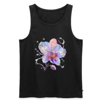 Irisierende Orchidee in Wassersplittern - Männer Premium Bio Tank Top - Schwarz - Vorne - Michal (187cm)