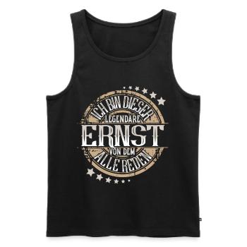 Ernst - Männer Premium Bio Tank Top - Schwarz - Vorne - Michal (187cm)