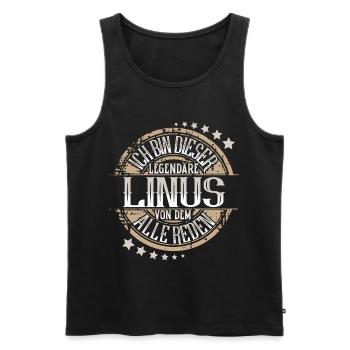 Linus - Männer Premium Bio Tank Top - Schwarz - Vorne - Michal (187cm)