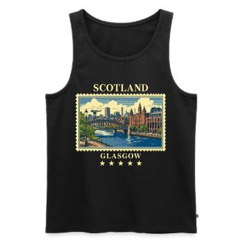 Schottland_Glasgow_Vintage_Reisemarke - Männer Premium Bio Tank Top - Schwarz - Vorne - Michal (187cm)