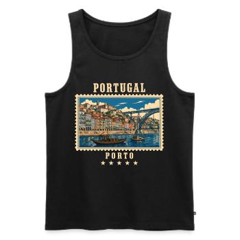 Portugal Porto Vintage Reisemarke - Männer Premium Bio Tank Top - Schwarz - Vorne - Michal (187cm)