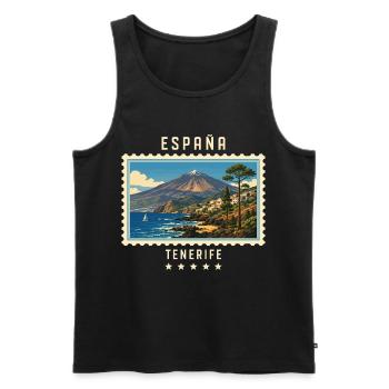 Spanien Teneriffa Vintage Reisemarke - Männer Premium Bio Tank Top - Schwarz - Vorne - Michal (187cm)