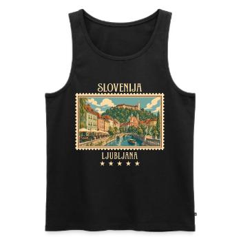 Slowenien Ljubljana Vintage Reisemarke - Männer Premium Bio Tank Top - Schwarz - Vorne - Michal (187cm)