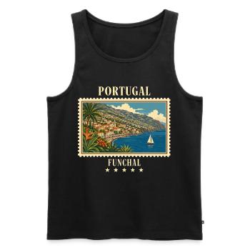 Portugal Funchal Vintage Reisemarke - Männer Premium Bio Tank Top - Schwarz - Vorne - Michal (187cm)