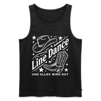 Line Dance Cowboyhut Stiefel Grafik - Männer Premium Bio Tank Top - Schwarz - Vorne - Michal (187cm)