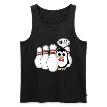 Pinguin im Kegel – Shit Moment Shirt - Männer Premium Bio Tank Top - Schwarz - Vorne - Michal (187cm)