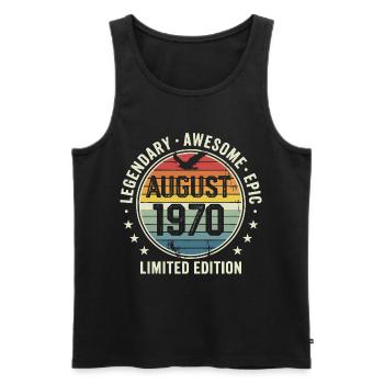 Legendäres Retro-Vintage-Jubiläum im August 1970 - Männer Premium Bio Tank Top - Schwarz - Vorne - Michal (187cm)