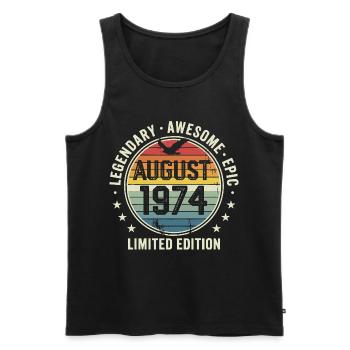 Legendäres Retro-Vintage-Jubiläum im August 1974 - Männer Premium Bio Tank Top - Schwarz - Vorne - Michal (187cm)