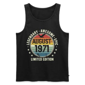 Legendäres Retro-Vintage-Jubiläum im August 1971 - Männer Premium Bio Tank Top - Schwarz - Vorne - Michal (187cm)