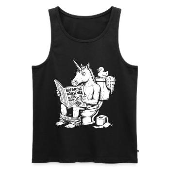 Nonsens Motiv mit Einhorn - Männer Premium Bio Tank Top - Schwarz - Vorne - Michal (187cm)