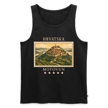 Kroatien Motovun Vintage Reisemarke - Männer Premium Bio Tank Top - Schwarz - Vorne - Michal (187cm)