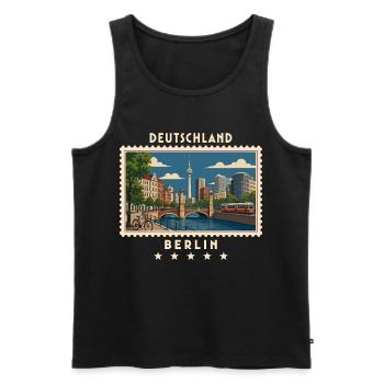Deutschland Berlin Vintage Reisemarke - Männer Premium Bio Tank Top - Schwarz - Vorne - Michal (187cm)