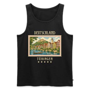 Deutschland Tübingen Vintage Reisemarke - Männer Premium Bio Tank Top - Schwarz - Vorne - Michal (187cm)