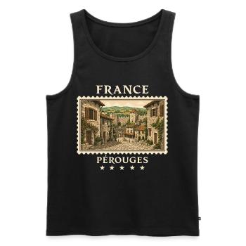 Frankreich Pérouges Vintage Reisemarke - Männer Premium Bio Tank Top - Schwarz - Vorne - Michal (187cm)