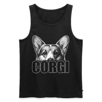 Welsh Corgi Porträt mit Schriftzug - Männer Premium Bio Tank Top - Schwarz - Vorne - Michal (187cm)