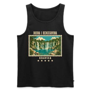 Bosnien und Herzegowina Kravica Vintage Reisemarke - Männer Premium Bio Tank Top - Schwarz - Vorne - Michal (187cm)