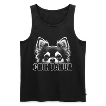 Chihuahua Porträt mit horizontalem Schriftzug - Männer Premium Bio Tank Top - Schwarz - Vorne - Michal (187cm)