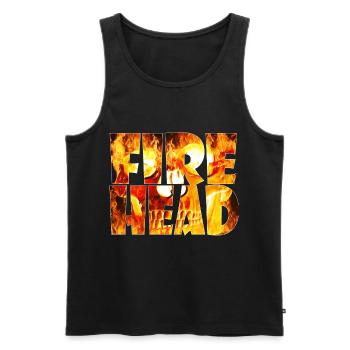 Feuerkopf Schriftzug aus Flammen - Männer Premium Bio Tank Top - Schwarz - Vorne - Michal (187cm)