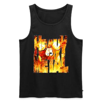 Flammender Schädel Heavy Metal Schriftzug - Männer Premium Bio Tank Top - Schwarz - Vorne - Michal (187cm)