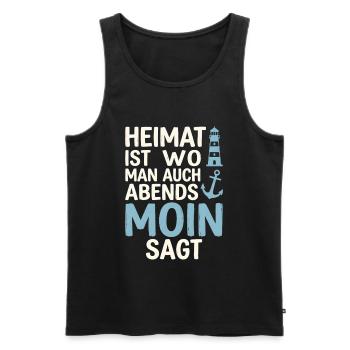 Heimat ist wo man auch abends Moin sagt  - Männer Premium Bio Tank Top - Schwarz - Vorne - Michal (187cm)