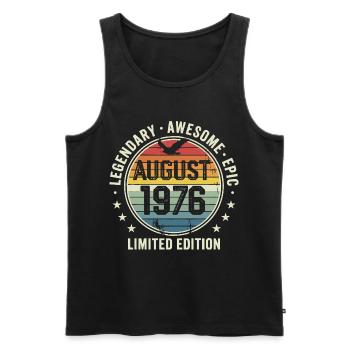 Legendäres Retro-Vintage-Jubiläum im August 1976 - Männer Premium Bio Tank Top - Schwarz - Vorne - Michal (187cm)