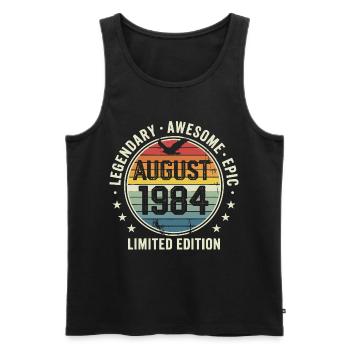 Legendäres Retro-Vintage-Jubiläum im August 1984 - Männer Premium Bio Tank Top - Schwarz - Vorne - Michal (187cm)