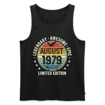 Legendäres Retro-Vintage-Jubiläum im August 1979 - Männer Premium Bio Tank Top - Schwarz - Vorne - Michal (187cm)