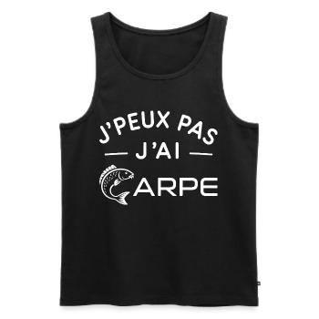 Carpe Humour Cadeau Passionné de Pêche - Débardeur bio Premium Homme - noir - Devant - Michal (187cm)