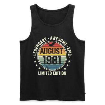 Legendäres Retro-Vintage-Jubiläum im August 1981 - Männer Premium Bio Tank Top - Schwarz - Vorne - Michal (187cm)