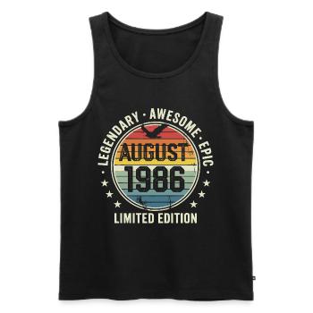 Legendäres Retro-Vintage-Jubiläum im August 1986 - Männer Premium Bio Tank Top - Schwarz - Vorne - Michal (187cm)